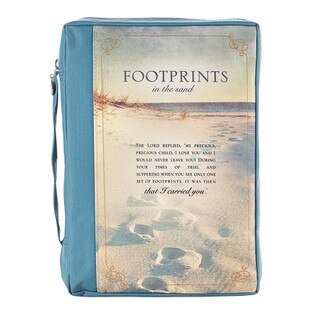 Bible Cover Value Blue/Beach Printed Footprints