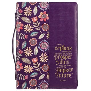 I Know the Plans Purple Floral Faux Leather Fashion Bible Cover - Jeremiah 29:11