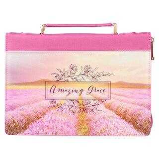 Amazing Grace Flower Field Pink Faux Leather Fashion Bible Cover