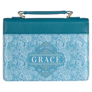 God's Grace Teal Paisley Faux Leather Fashion Bible Cover