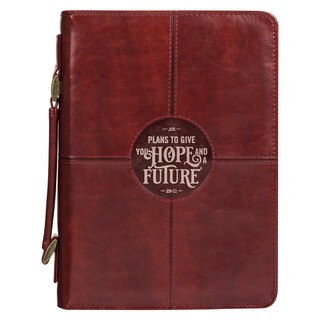 Hope and a Future Chestnut Brown Faux Leather Classic Bible Cover - Jeremiah 29:11