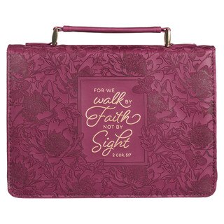 Walk by Faith Ruby Red Faux Leather Fashion Bible Cover - 2 Corinthians 5:7