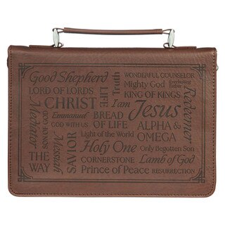 Names of Jesus Walnut Brown Faux Leather Classic Bible Cover - Isaiah 9:6