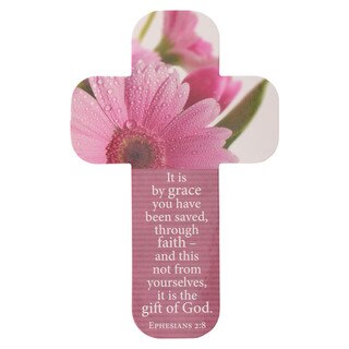 Grace Pink Daisy Paper Cross Bookmark Set - Ephesians 2:8