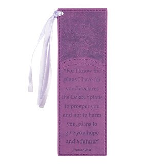 For I Know the Plans Purple Faux Leather Bookmark - Jeremiah 29:11