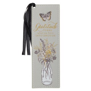 Garden Notes Gray Faux Leather Bookmark