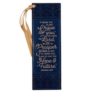 I Know The Plans Floral Trellis Blue Faux Leather Bookmark - Jeremiah 29:11