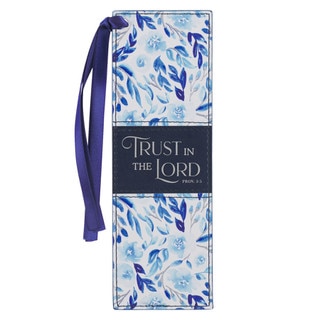 Trust in the Lord Blue Botany Faux Leather Bookmark - Proverbs 3:5