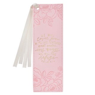 Under His Wings Pink Faux Leather Bookmark - Psalm 91:4