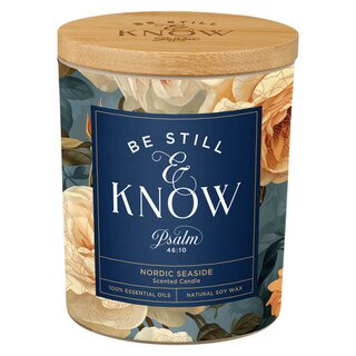 Be Still and Know Yellow Rose Nordic Seaside Scented Candle in a Glass Jar - Psalm 46:10