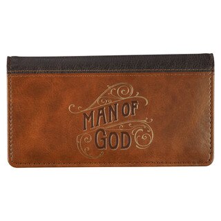 Man of God Honey-brown-Espresso Faux Leather Checkbook Wallet - 1 Timothy 6:11