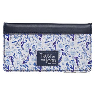 Trust in the Lord Blue Botany Faux Leather Checkbook Wallet - Proverbs 3:5