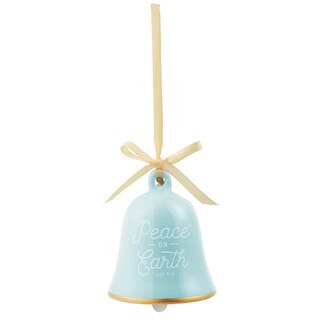 Peace on Earth Ceramic Bell Ornament - Luke 2:14