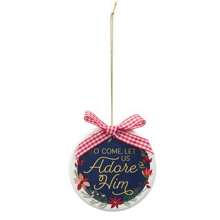 Adore Him Blue Ceramic Disc Ornament