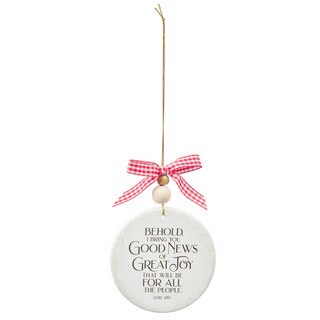 Good News White Ceramic Disc Ornament - Luke 2:10