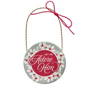 Adore Him Round Resin Christmas Ornament