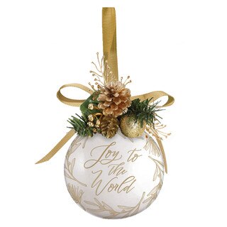 Joy to the World White Ceramic Christmas Ornament