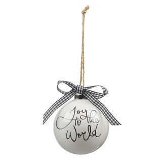 Joy to the World White Ceramic Christmas Ornament