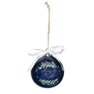 The Merry and Bright Blue Ceramic Christmas Ornament