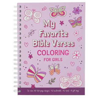 My Favorite Bible Verses Pink Wirebound Coloring Book for Girls 