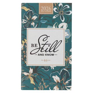 2026 Be Still Teal Floral Small Daily Planner - Psalm 46:10