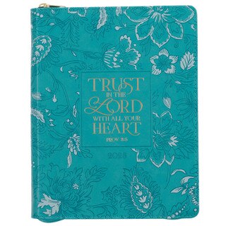 Trust in the Lord Teal Faux Leather 2025 Large 18-month Planner for W