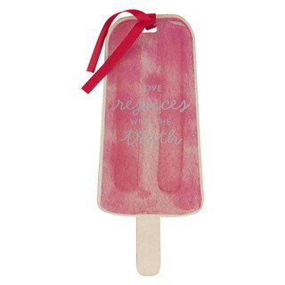 Love Rejoices Strawberry Pink Popsicle Wood Bookmark - 1 Corinthians 13:6