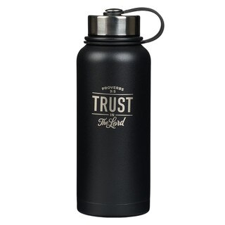 Trust in the Lord Black Stainless Steel Water Bottle - Proverbs 3:5