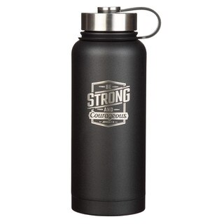 Strong and Courageous Black Stainless Steel Water Bottle - Joshua 1:9