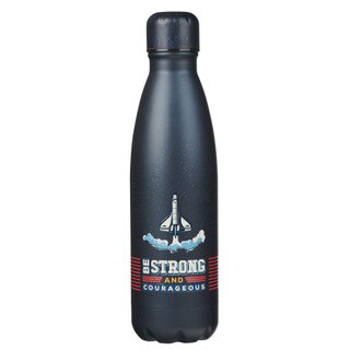 Be Strong and Courageous Blue Space Stainless Steel Water Bottle - Joshua 1:9