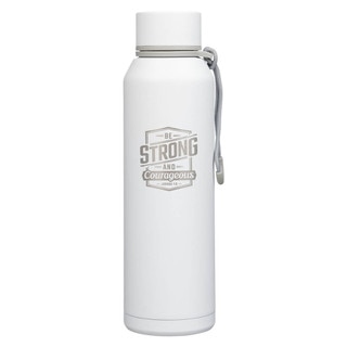 Strong and Courageous White Stainless Steel Water Bottle - Joshua 1:9