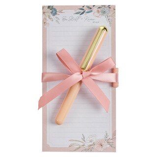 Be Still Peaceful Peach Blossoms Magnetic Notepad and Pen Gift Set - Psalm 46:10