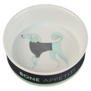 Bone Appétit Medium Gray Ceramic Dog Bowl