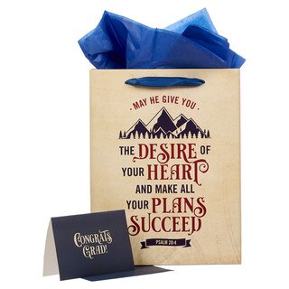 Desires of Your Heart Large Portrait Gift Bag with Card Set - Psalm 20:4