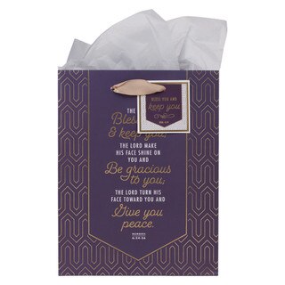 Bless You and Keep You Geometric Purple Medium Gift Bag - Numbers 6:24-26