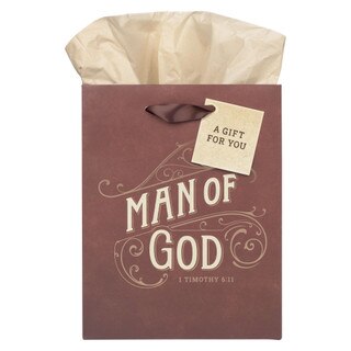 Man of God Brown Medium Gift Bag - 1 Timothy 6:11