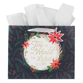 Joy to the World Midnight Blue Large Landscape Gift Bag