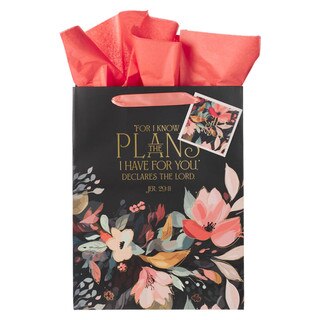 Hope and a Future Midnight Botanical Large Portrait Gift Bag - Jeremiah 29:11