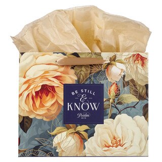 Be Still and Know Serene Roses Large Landscape Gift Bag - Psalm 46:10