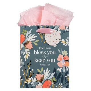 The Lord Bless You Teal Large Portrait Gift Bag - Numbers 6:24