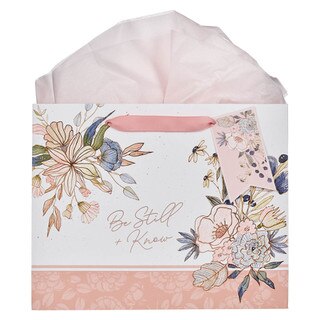 Be Still and Know Peach Blossom Large Landscape Gift Bag - Psalm 46:10