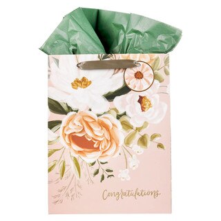 Sophia Peach Floral Large Portrait Gift Bag