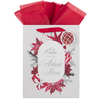 Adore Him Red Poinsettia Large Portrait Gift Bag