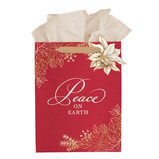 Peace on Earth Cinnamom-Red Medium Gift Bag