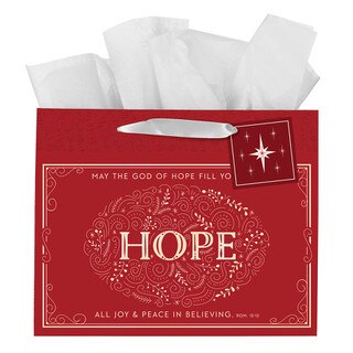 Hope Red Filigree Large Landscape Gift Bag - Romans 15:13