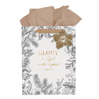 Glory to God Winter Botanical Medium Gift Bag - Luke 2:14