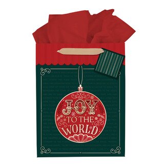 Joy to the World Red Bauble Medium Gift Bag