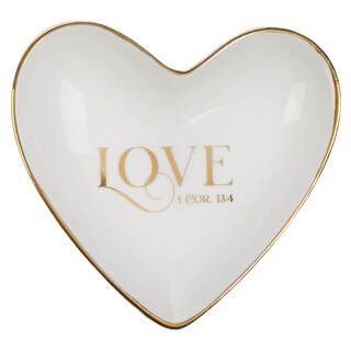 Love White Ceramic Trinket Tray - 1 Corinthians 13:4