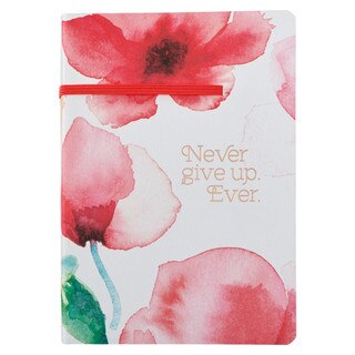 Never Give Up Coral Poppies Flexcover Journal with Elastic Closure