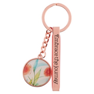 Embrace The Journey Orange Blossoms Rose Gold Key Ring